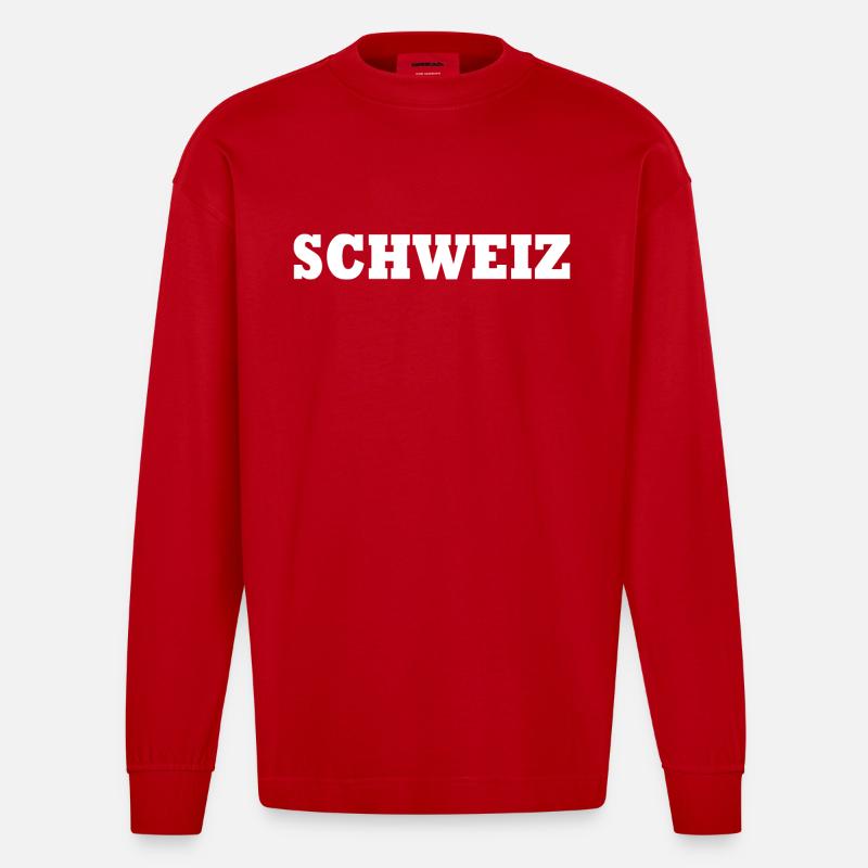 Schweiz - Heavyweight Oversized Organic Langarmshirt Made in EU - Rot