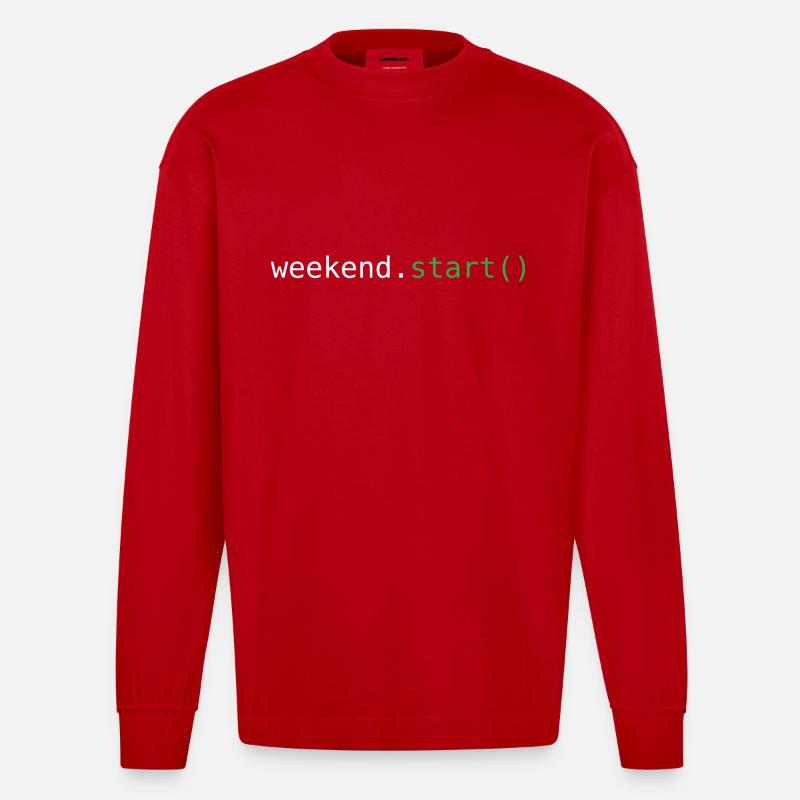 Start ins Wochenende - Heavyweight Oversized Organic Langarmshirt Made in EU - Rot