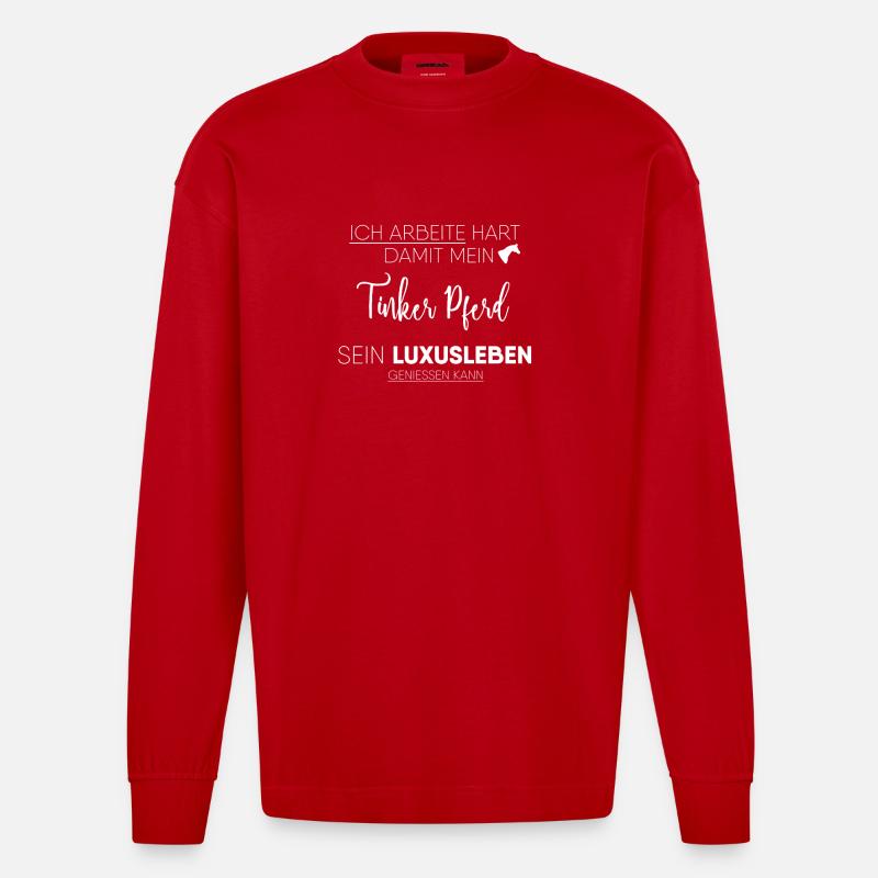 Tinker Pferd Geschenk - Heavyweight Oversized Organic Langarmshirt Made in EU - Rot