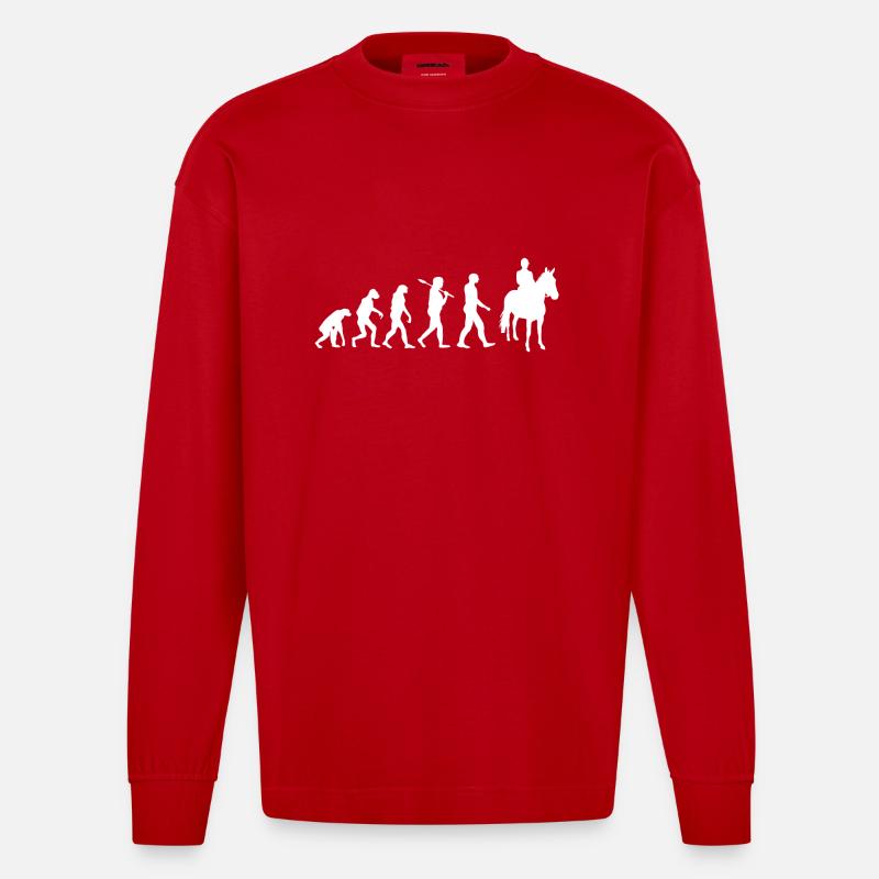 shirt Equitation · · · · cheval Evolution Cheval - Manches longues bio épais oversize fabriqué en UE - rouge