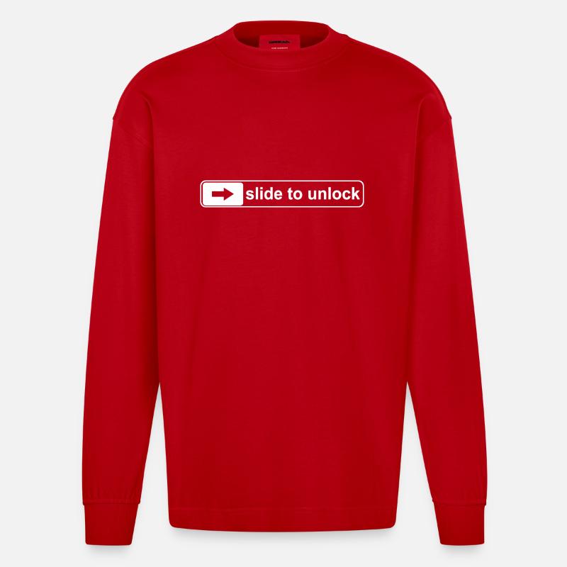 slide to unlock - Heavyweight Oversized Organic Langarmshirt Made in EU - Rot