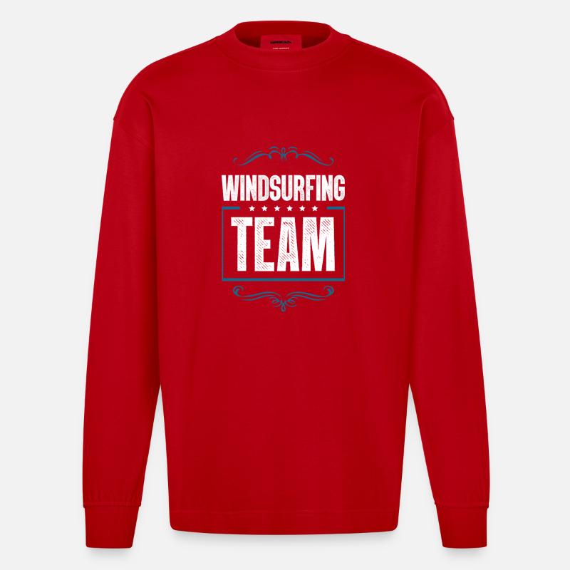 Windsurfing Team - Heavyweight Oversized Organic Langarmshirt Made in EU - Rot