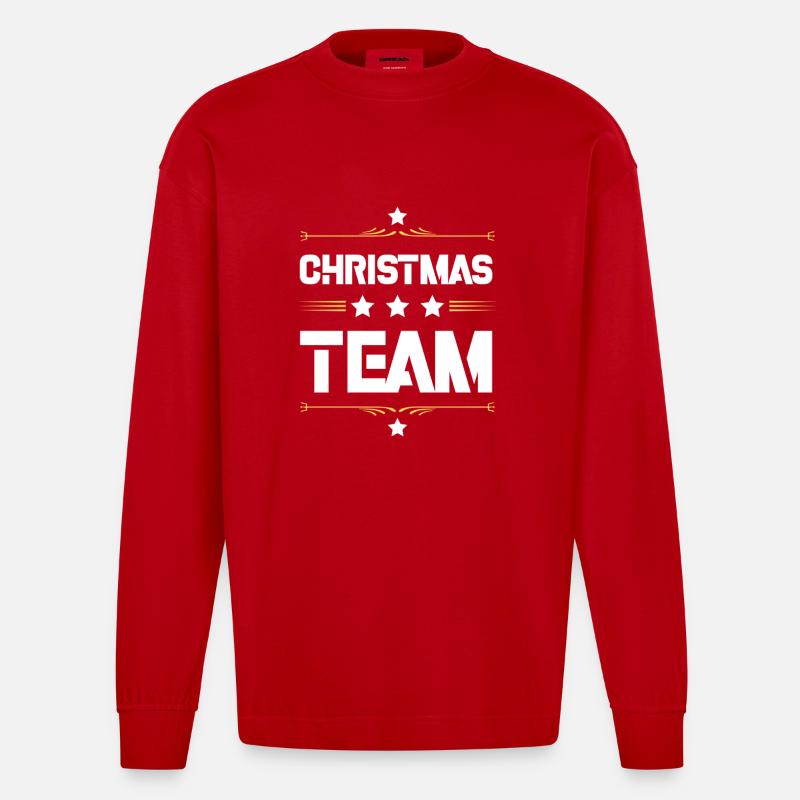 L’équipe de Noël - Manches longues bio épais oversize fabriqué en UE - rouge