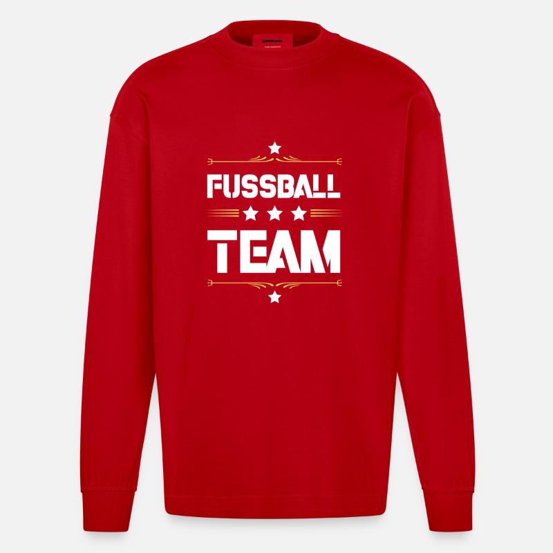 Fussball Team - Heavyweight Oversized Organic Langarmshirt Made in EU - Rot