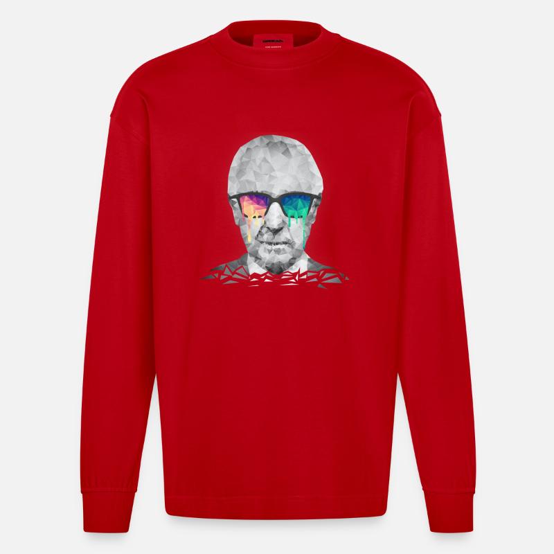 Albert Hofmann - Psychedelic Polygon Portrait - Manches longues bio épais oversize fabriqué en UE - rouge