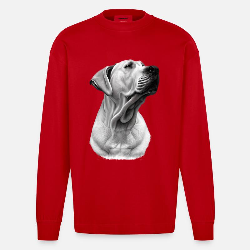 Fier blond labrador - Manches longues bio épais oversize fabriqué en UE - rouge