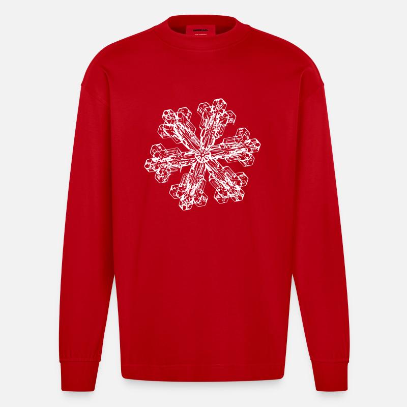 snowflake 3 white - Heavyweight Oversized Organic Langarmshirt Made in EU - Rot