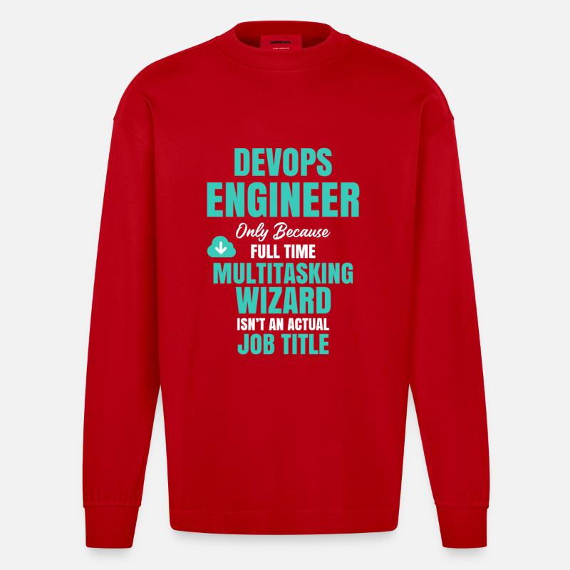 DevOps Engineer Multitasking-Assistent - Heavyweight Oversized Organic Langarmshirt Made in EU - Rot