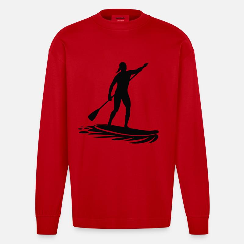 Vacances loisirs Stand Up Paddle - Manches longues bio épais oversize fabriqué en UE - rouge