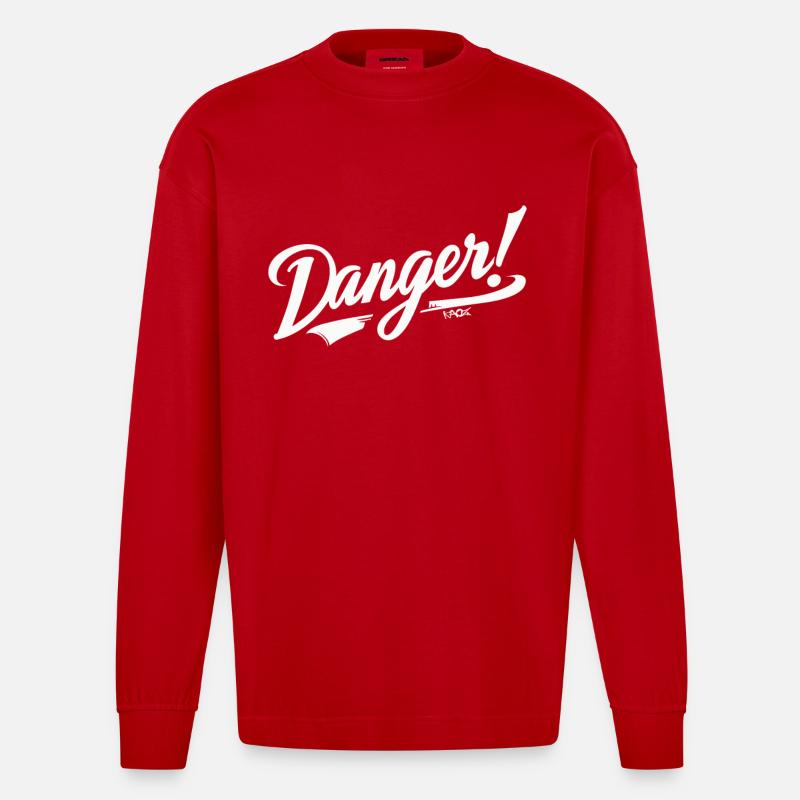 Danger - Gefahr - Heavyweight Oversized Organic Langarmshirt Made in EU - Rot