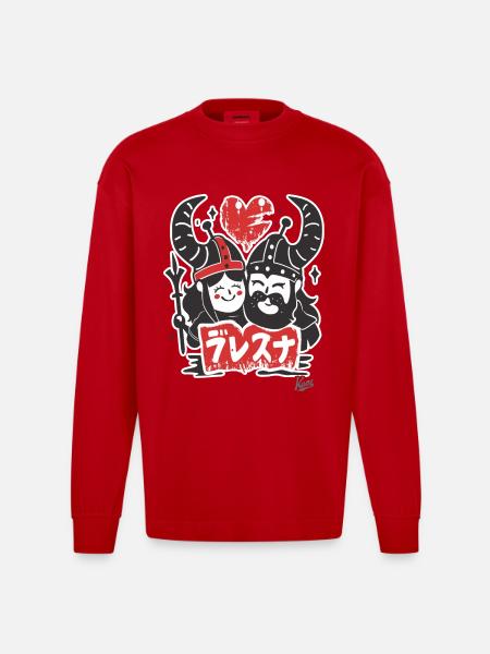 barbarische Wikinger Liebe - Heavyweight Oversized Organic Langarmshirt Made in EU - Rot