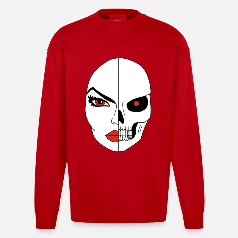 Das Gesicht des Todes - Heavyweight Oversized Organic Langarmshirt Made in EU - Rot