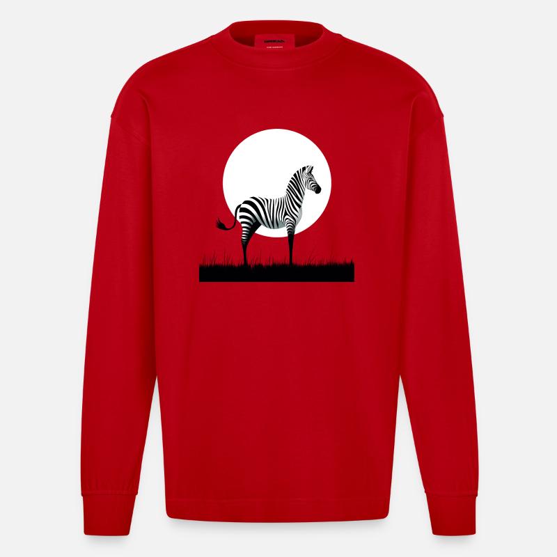 Zebra Minimalismus - Heavyweight Oversized Organic Langarmshirt Made in EU - Rot