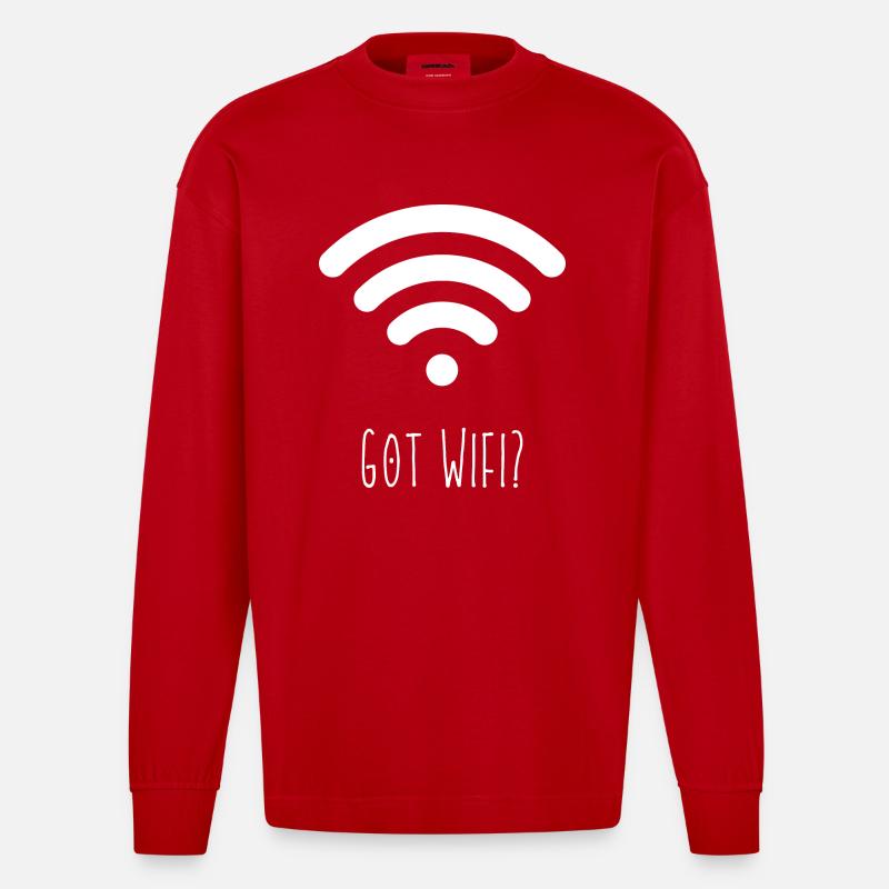 Vous avez le WiFi ? - Manches longues bio épais oversize fabriqué en UE - rouge