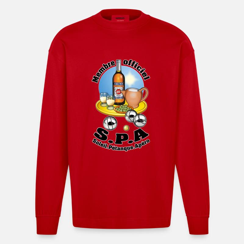 SPA soleil pétanque apéro - Heavyweight Oversized Organic Langarmshirt Made in EU - Rot