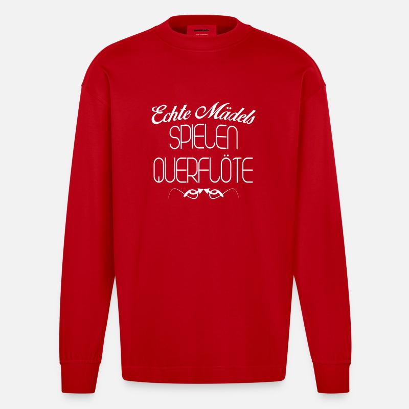QUERFLÖTE ECHTE MAeDELS - Heavyweight Oversized Organic Langarmshirt Made in EU - Rot