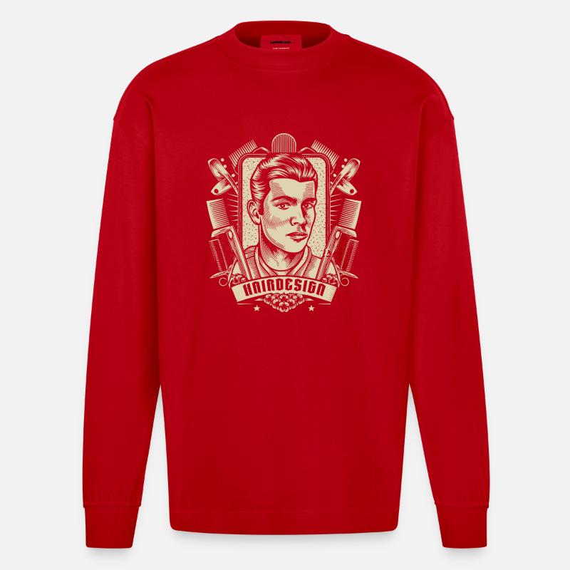 Barber - Heavyweight Oversized Organic Langarmshirt Made in EU - Rot
