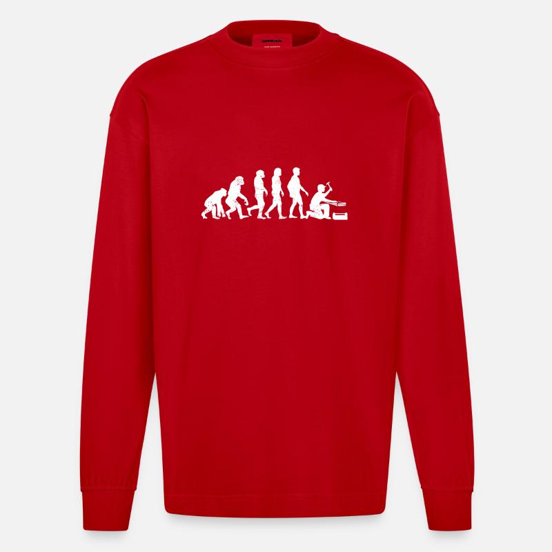 Zimmermann evolution geschenk beruf handwerker - Heavyweight Oversized Organic Langarmshirt Made in EU - Rot