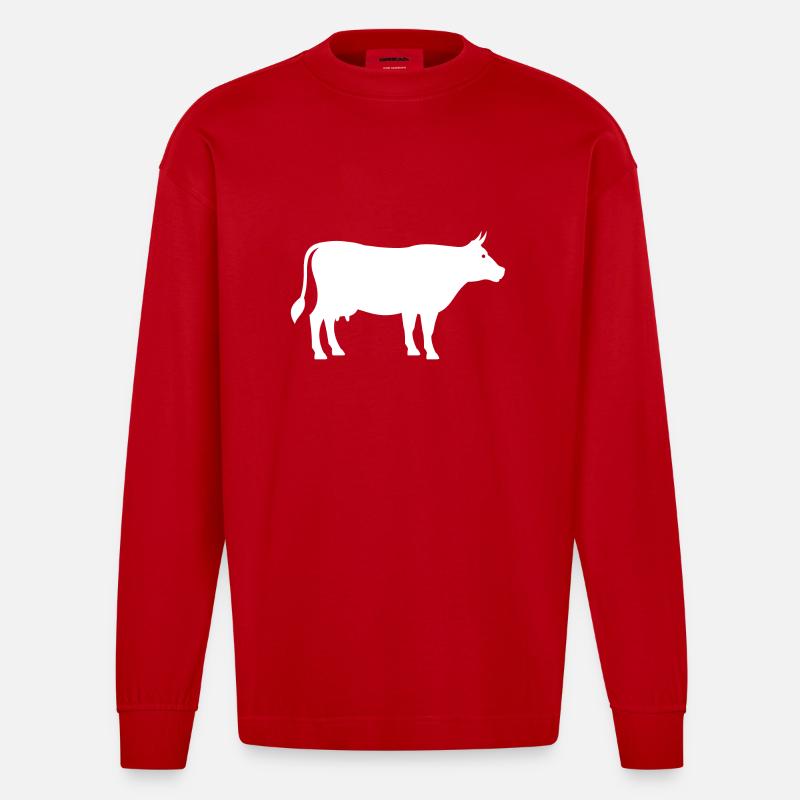 vaches - Manches longues bio épais oversize fabriqué en UE - rouge