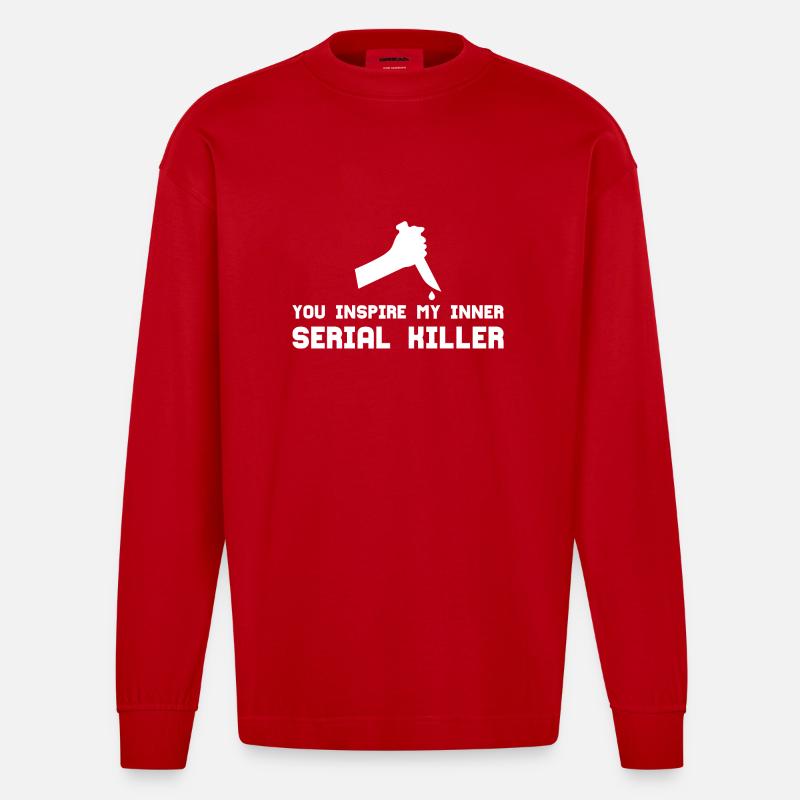SERIENMÖRDER - Heavyweight Oversized Organic Langarmshirt Made in EU - Rot