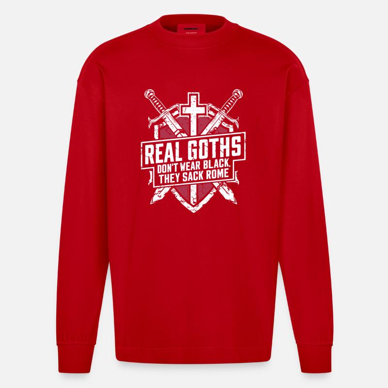 Römer vs. Goths: Echter Style - Heavyweight Oversized Organic Langarmshirt Made in EU - Rot