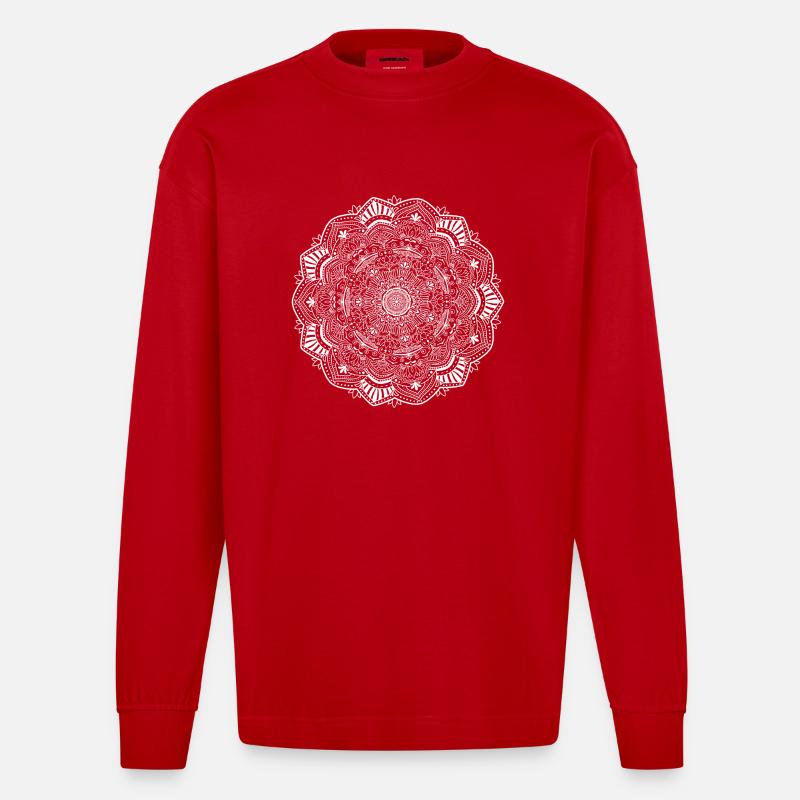 Mandala - Heavyweight Oversized Organic Langarmshirt Made in EU - Rot