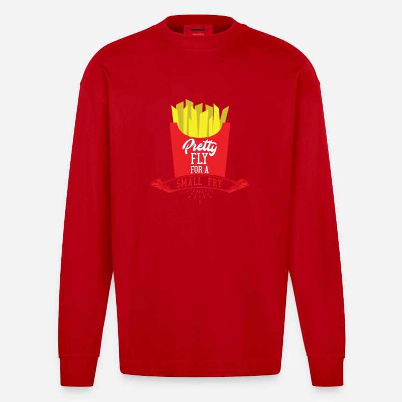 Pommes Pretty Fly - Heavyweight Oversized Organic Langarmshirt Made in EU - Rot