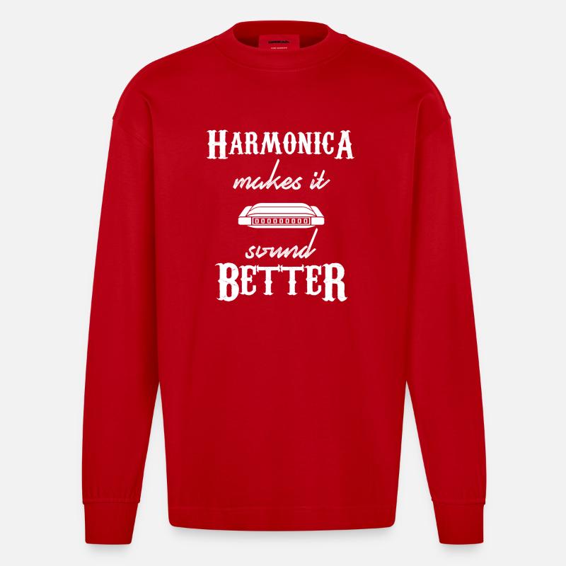 harmonica - harmonica player - harmonica - Heavyweight Oversized Organic Longsleeve Shirt Made in EU - red