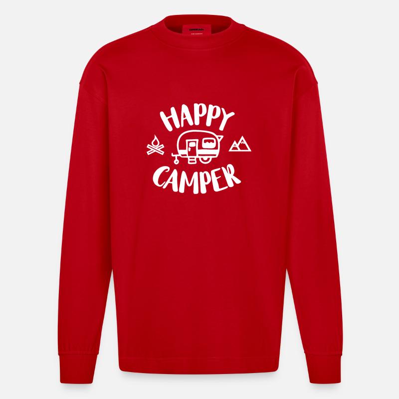 Happy camper - Heavyweight Oversized Organic Langarmshirt Made in EU - Rot