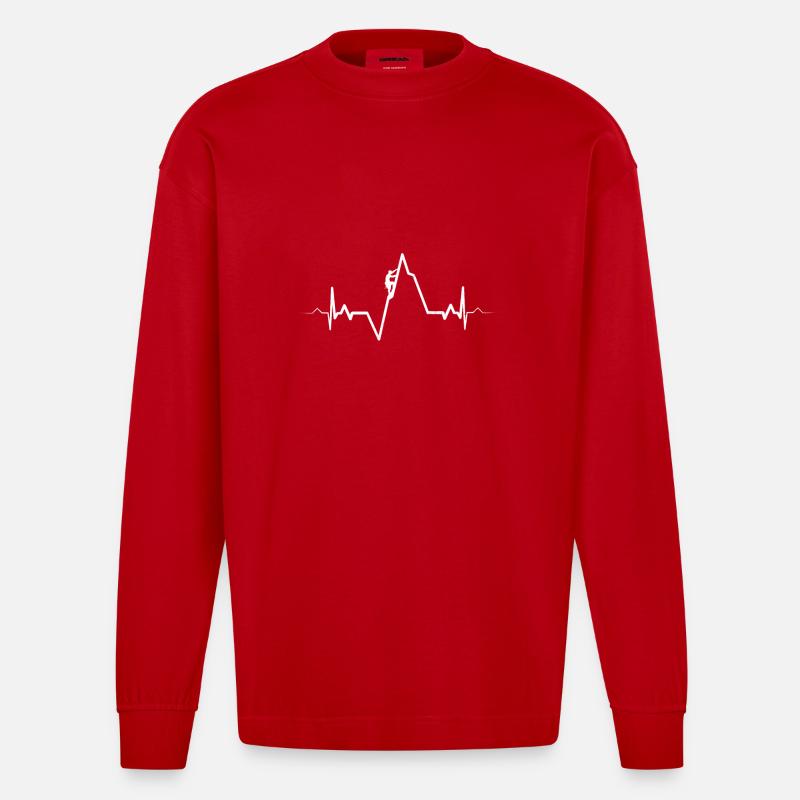 Klettern - Heavyweight Oversized Organic Langarmshirt Made in EU - Rot