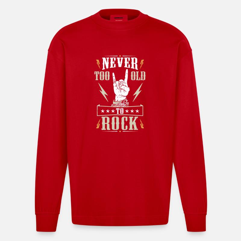 Never Too Old To Rock - Heavyweight Oversized Organic Langarmshirt Made in EU - Rot