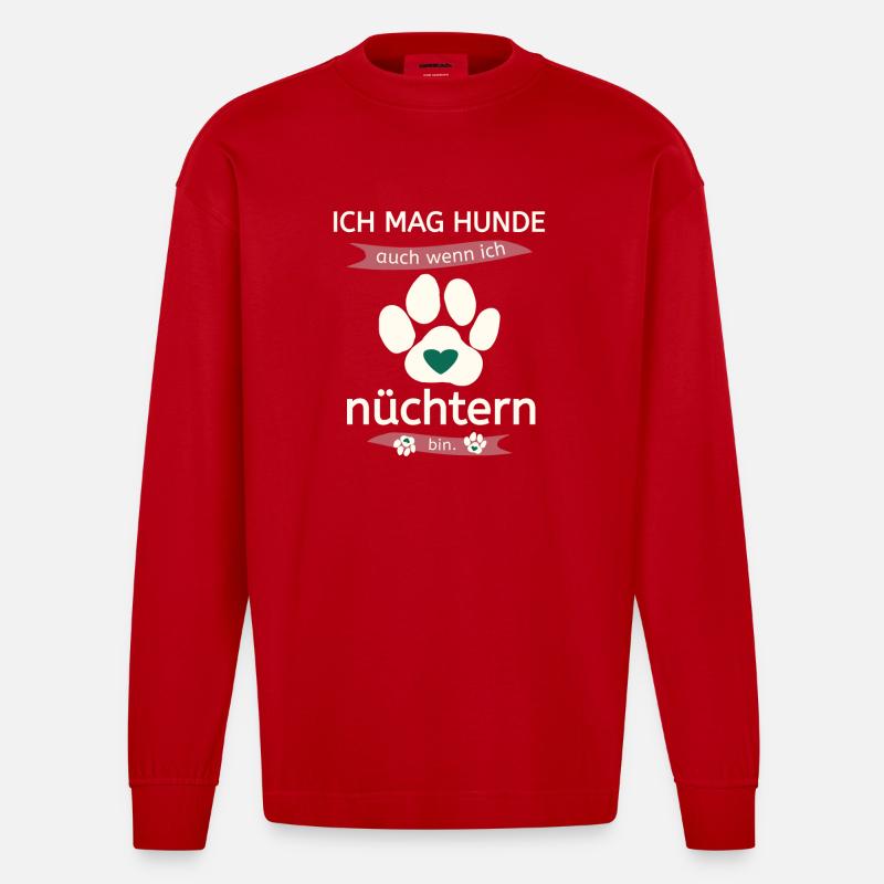 Hunde lovers nüchtern - Heavyweight Oversized Organic Langarmshirt Made in EU - Rot