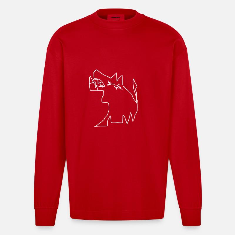 Wolf - Heavyweight Oversized Organic Langarmshirt Made in EU - Rot