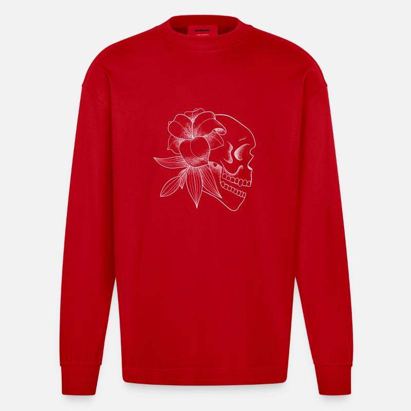 Schädel - Heavyweight Oversized Organic Langarmshirt Made in EU - Rot