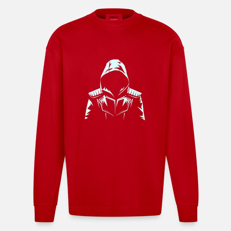 VISUALISATION - Manches longues bio épais oversize fabriqué en UE - rouge