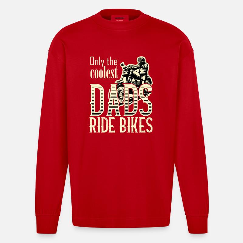 coolest dads ride bikes - Heavyweight Oversized Organic Langarmshirt Made in EU - Rot