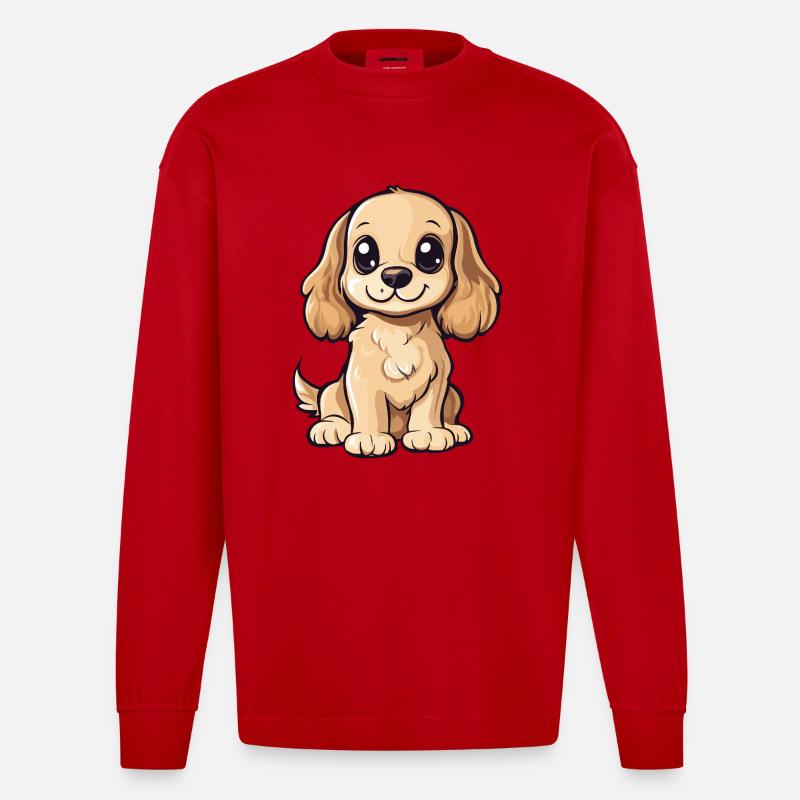 Cocker Spaniel Hund Niedlich - Heavyweight Oversized Organic Langarmshirt Made in EU - Rot