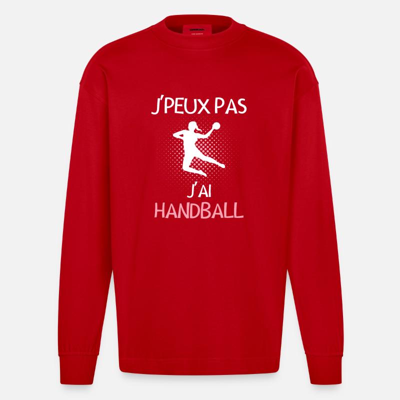 Joueuse de handball - Manches longues bio épais oversize fabriqué en UE - rouge