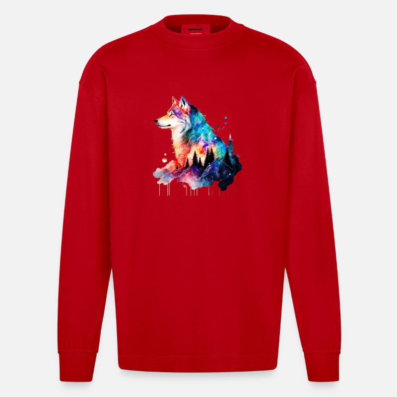 Wolf - Heavyweight Oversized Organic Langarmshirt Made in EU - Rot