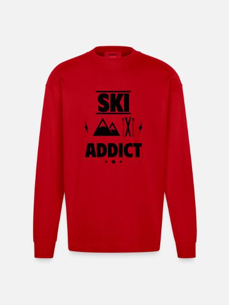 Ski Addict - Heavyweight Oversized Organic Longsleeve Shirt Made in EU - red