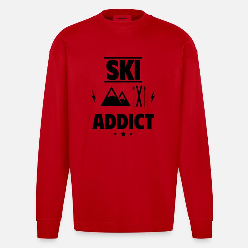Ski-Süchtiger - Heavyweight Oversized Organic Langarmshirt Made in EU - Rot