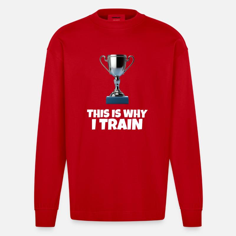 This Is Why I Train - Heavyweight Oversized Organic Longsleeve Shirt Made in EU - red