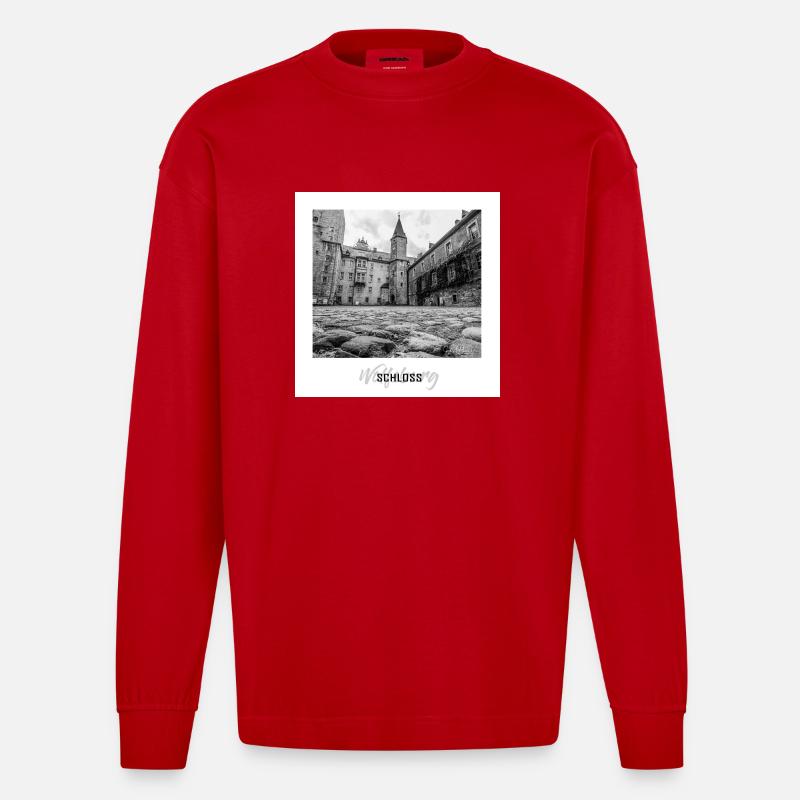 Schloss Wolfsburg - Heavyweight Oversized Organic Langarmshirt Made in EU - Rot