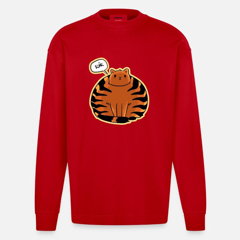 Chat Roar - Manches longues bio épais oversize fabriqué en UE - rouge