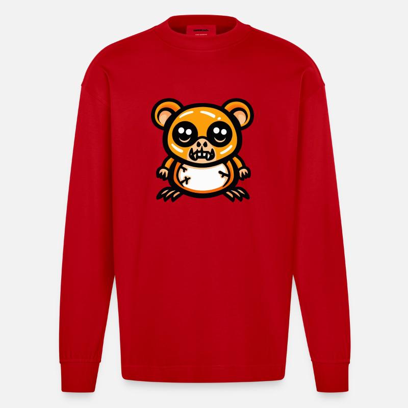 Hamster Halloween Comic Lustig - Heavyweight Oversized Organic Langarmshirt Made in EU - Rot