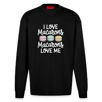 Love for macarons - Heavyweight Oversized Organic Longsleeve Shirt Made in EU - SOLID BLACK - Front