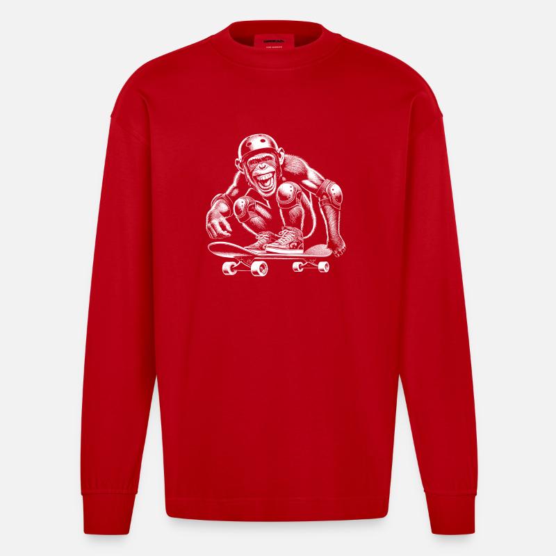 Skateboard - Heavyweight Oversized Organic Langarmshirt Made in EU - Rot
