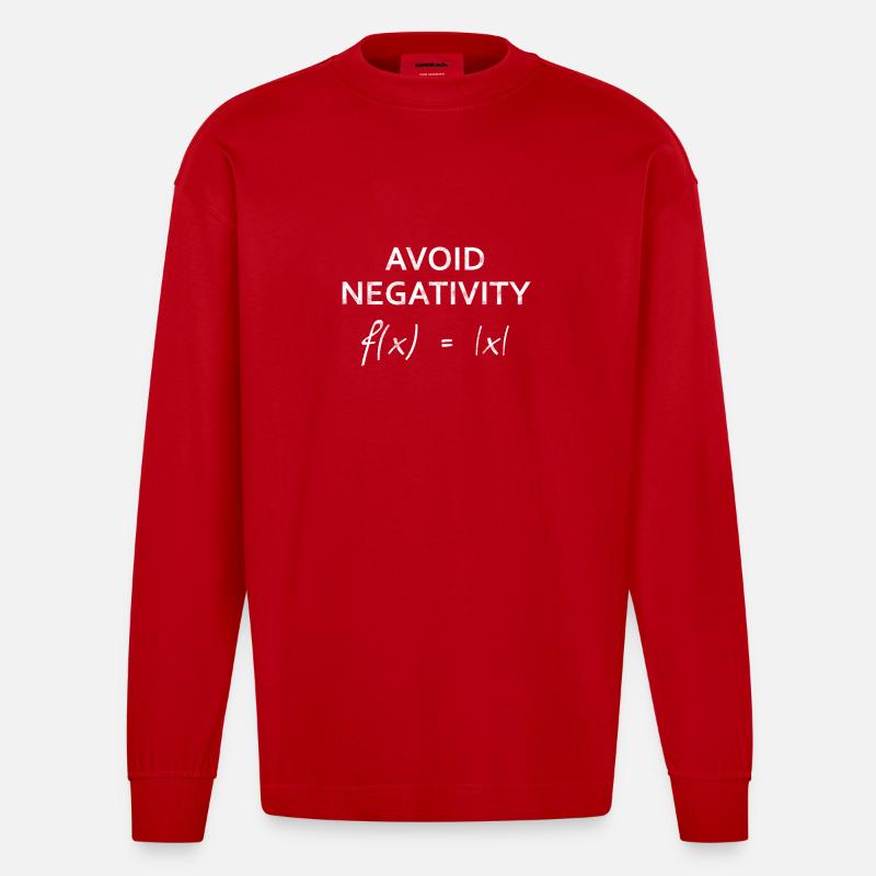Avoid Negativity - Math Design - Heavyweight Oversized Organic Longsleeve Shirt Made in EU - red