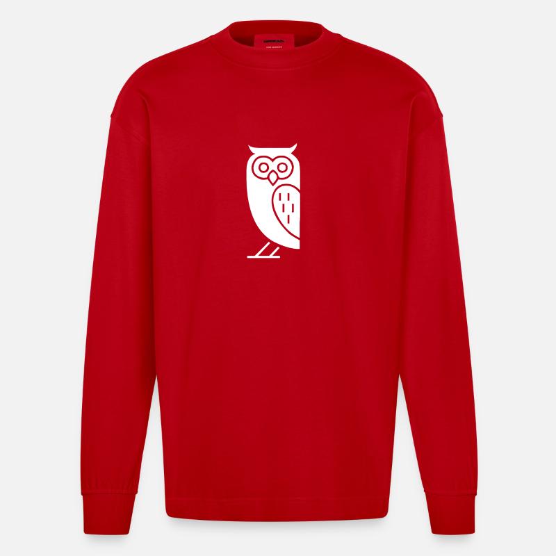 eule comic - Heavyweight Oversized Organic Langarmshirt Made in EU - Rot