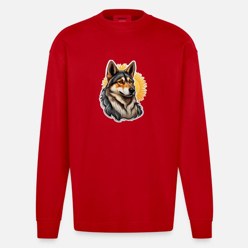 Deutscher Schäferhund - Heavyweight Oversized Organic Langarmshirt Made in EU - Rot
